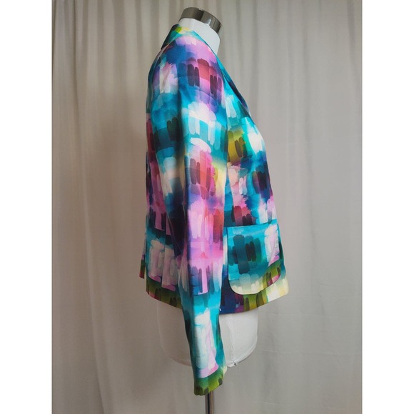 Lafayette 148 New York Rainbow Jewel Tone Colorful Cropped Blazer Fun Size 6 - Picture 6 of 8